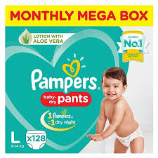 Pampers Baby Dry Pants New Diaper (L) - Pack of 128